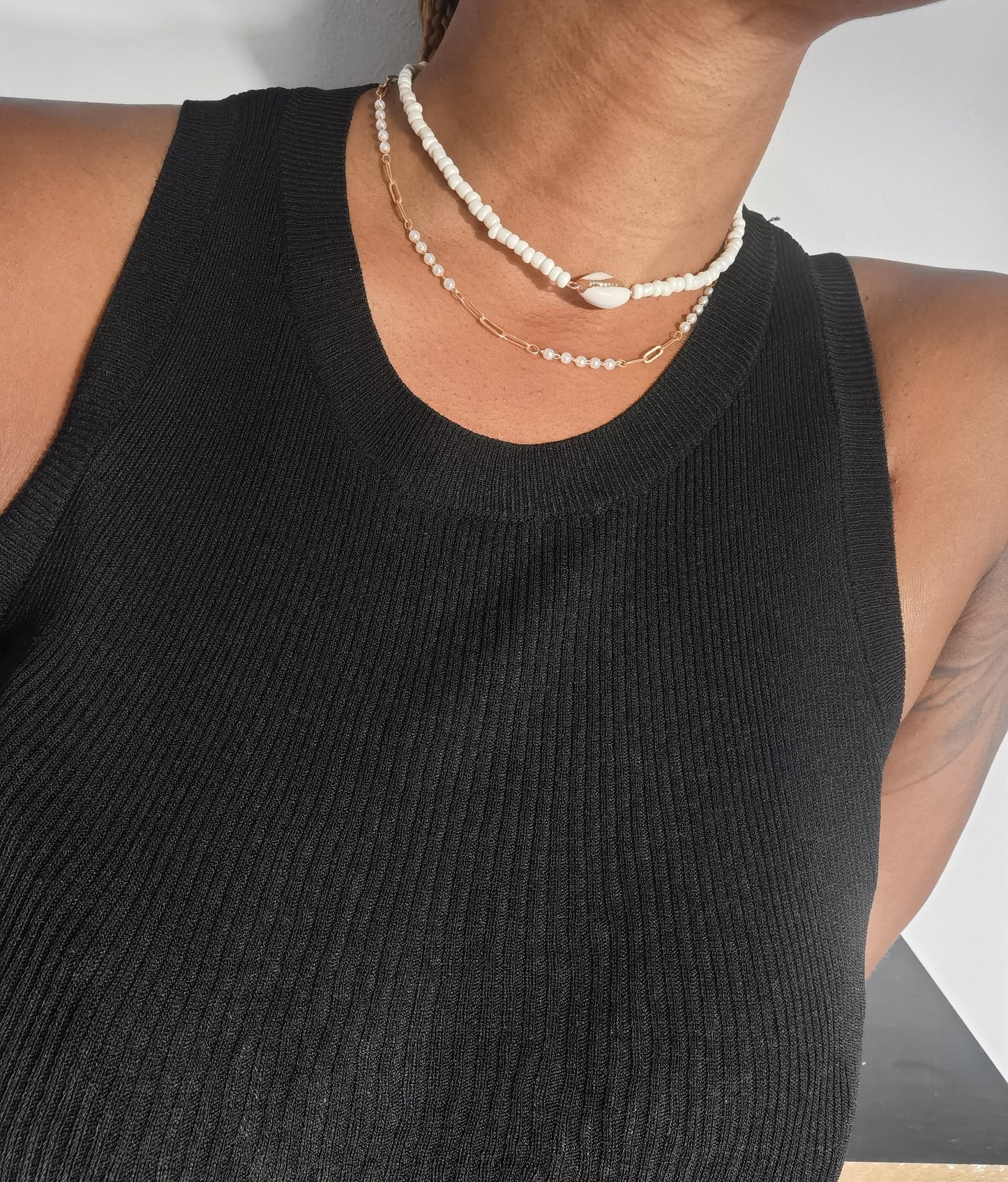 Chain necklace and pearl necklace set