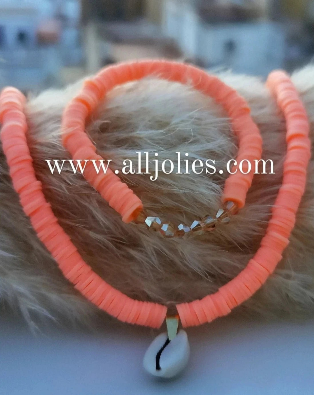 Flat bead necklace and bracelet sets