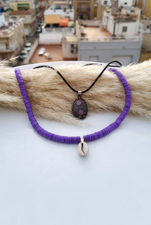 Set of Necklaces, purple passion