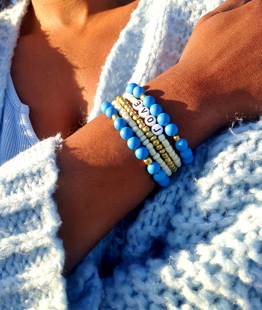 Conjunto de pulsera de amor azul