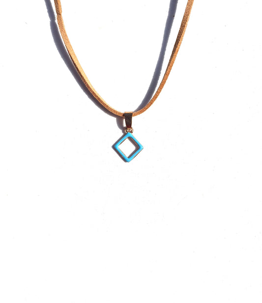 Collier Carré Précieux Ciel Bleu