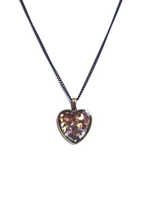 Heart and sequin pendant chain