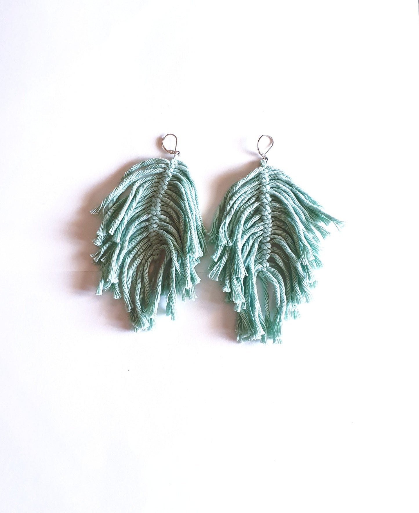 Boucles d'oreilles plumes vert émeraude