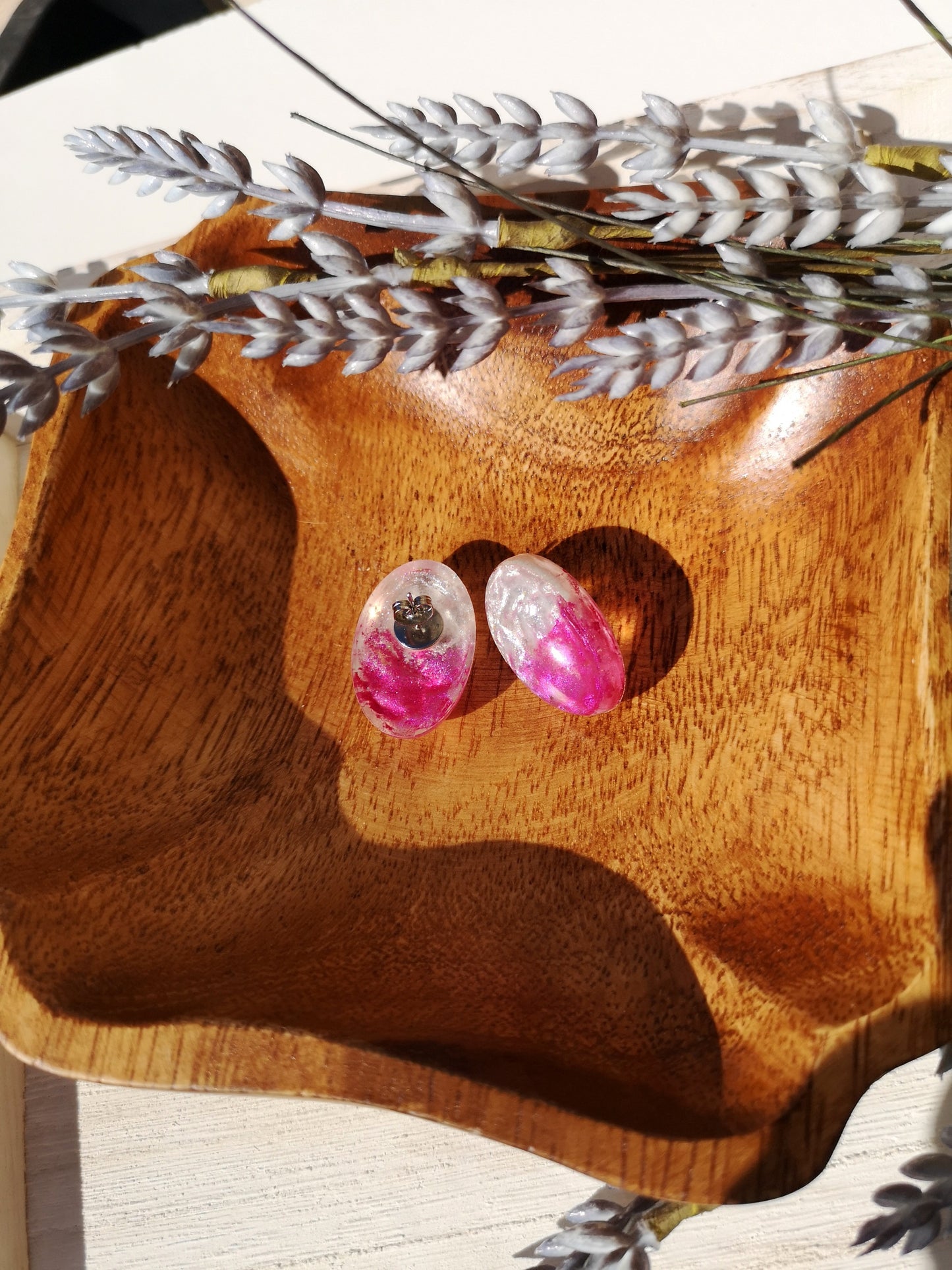 Boucles d'oreilles ovales roses