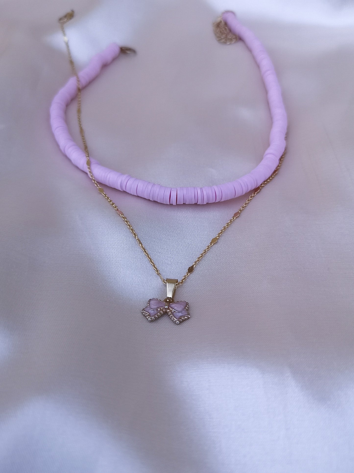 Conjunto de collar y cadena con colgante La vie en rose