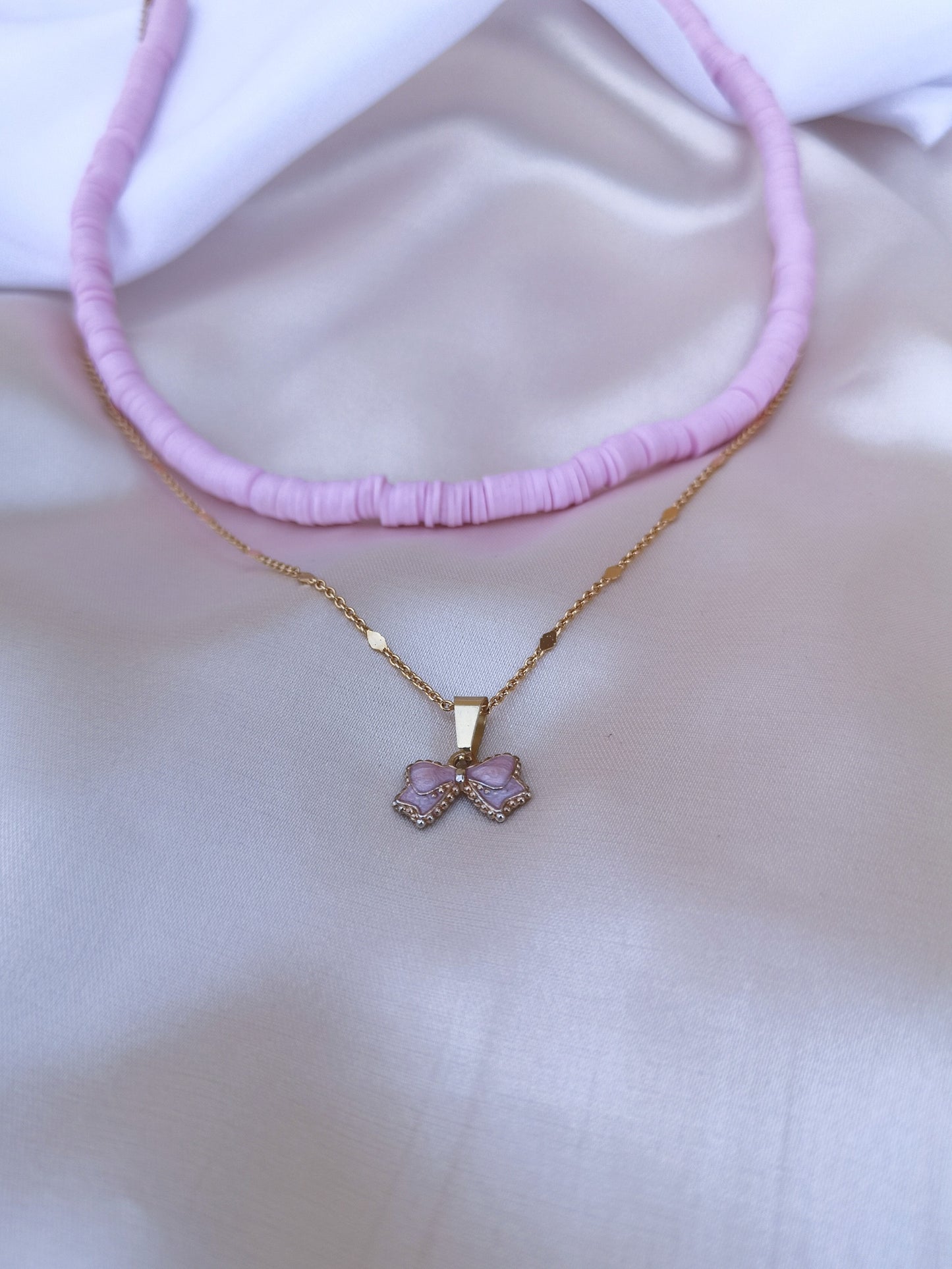 Ensemble collier pendentif et chaîne La vie en rose