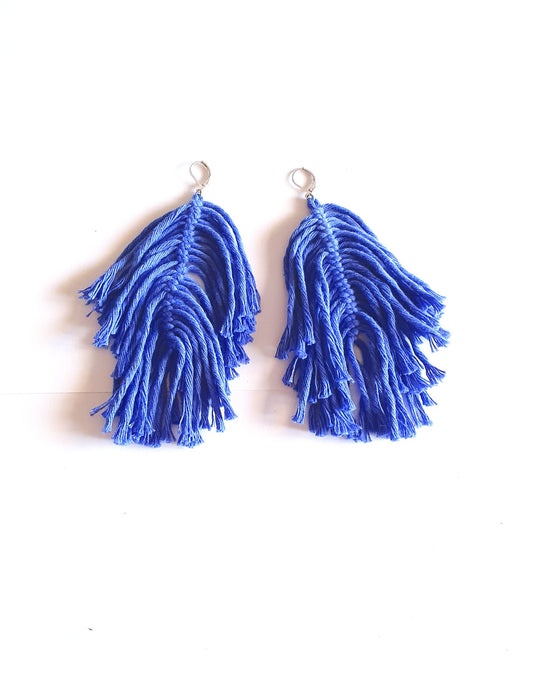 Blue feather earrings