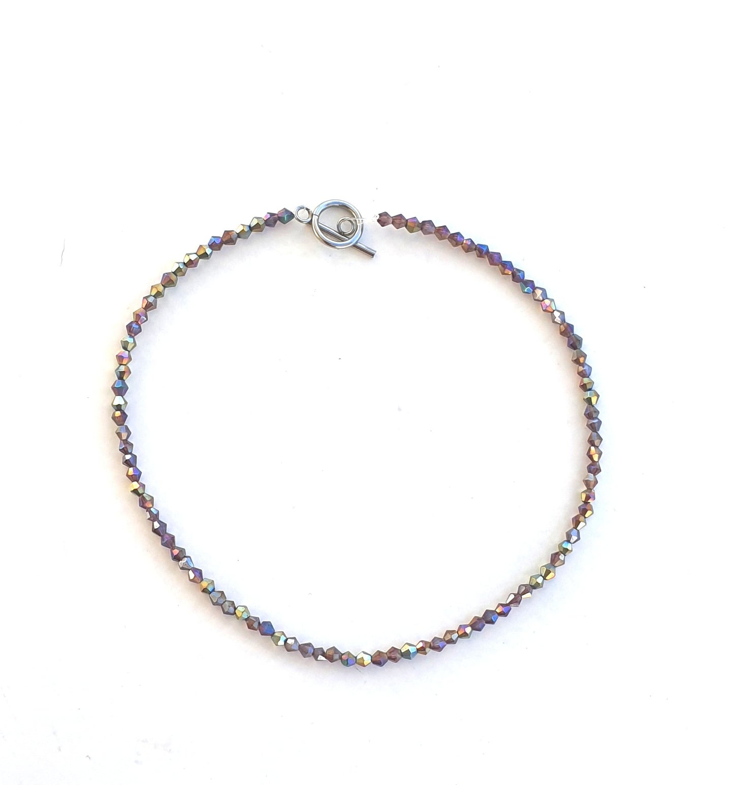 Conjunto de pulsera y collar con cuentas de cristal arcoíris