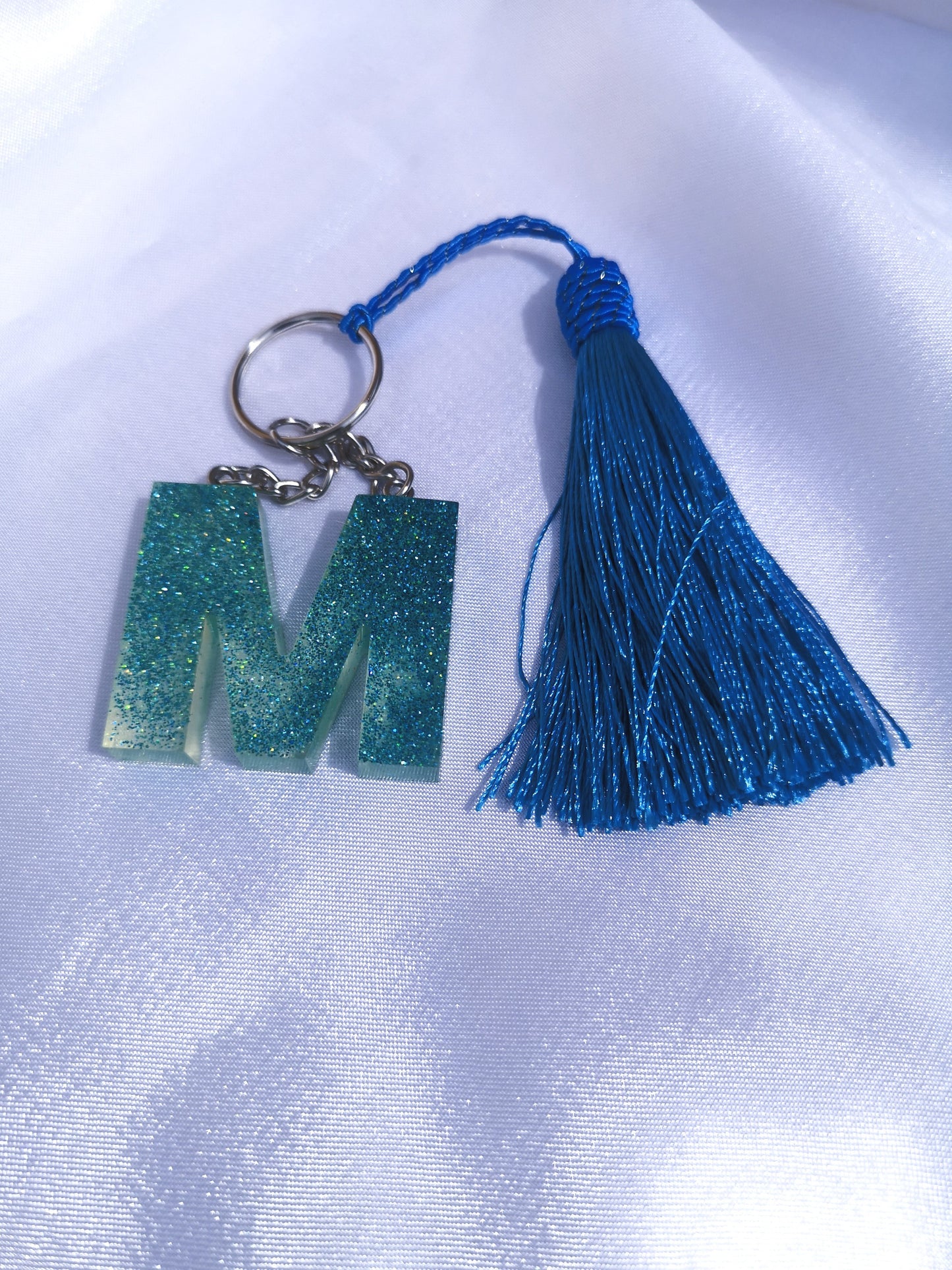 Sparkling blue M key ring
