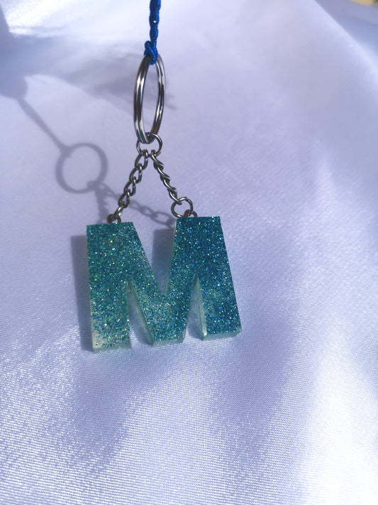 Sparkling blue M key ring
