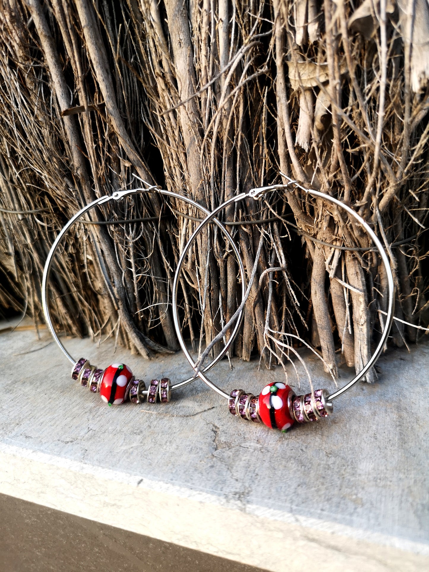 Hoop Earrings with Crystal Beads