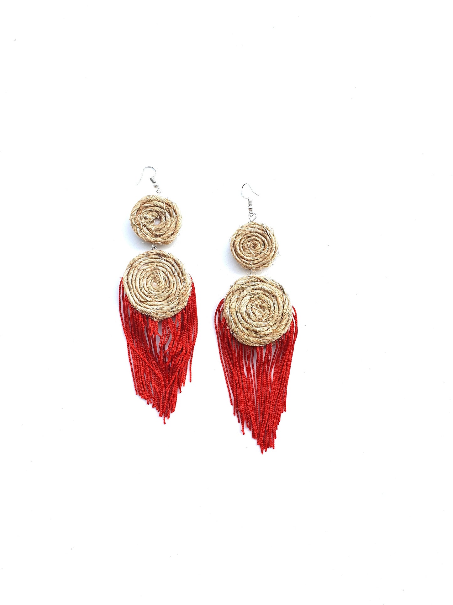 Boucles d'oreilles pendantes Safari rouges