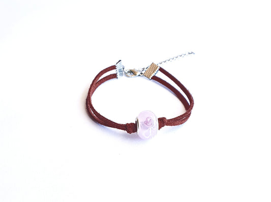 Brown Suede cord bracelet with pearl