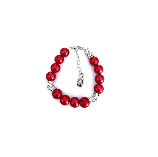 Pulsera de perlas rojas