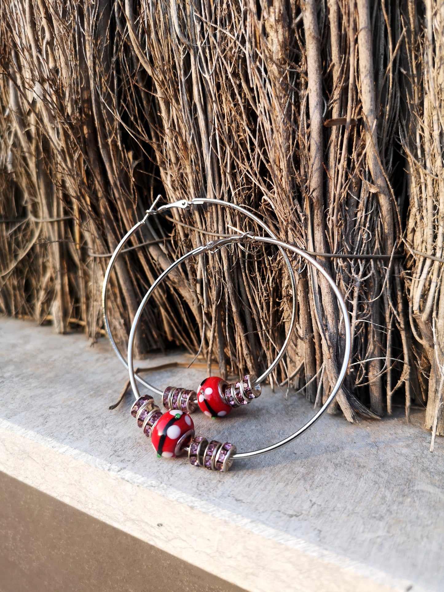 Hoop Earrings with Crystal Beads