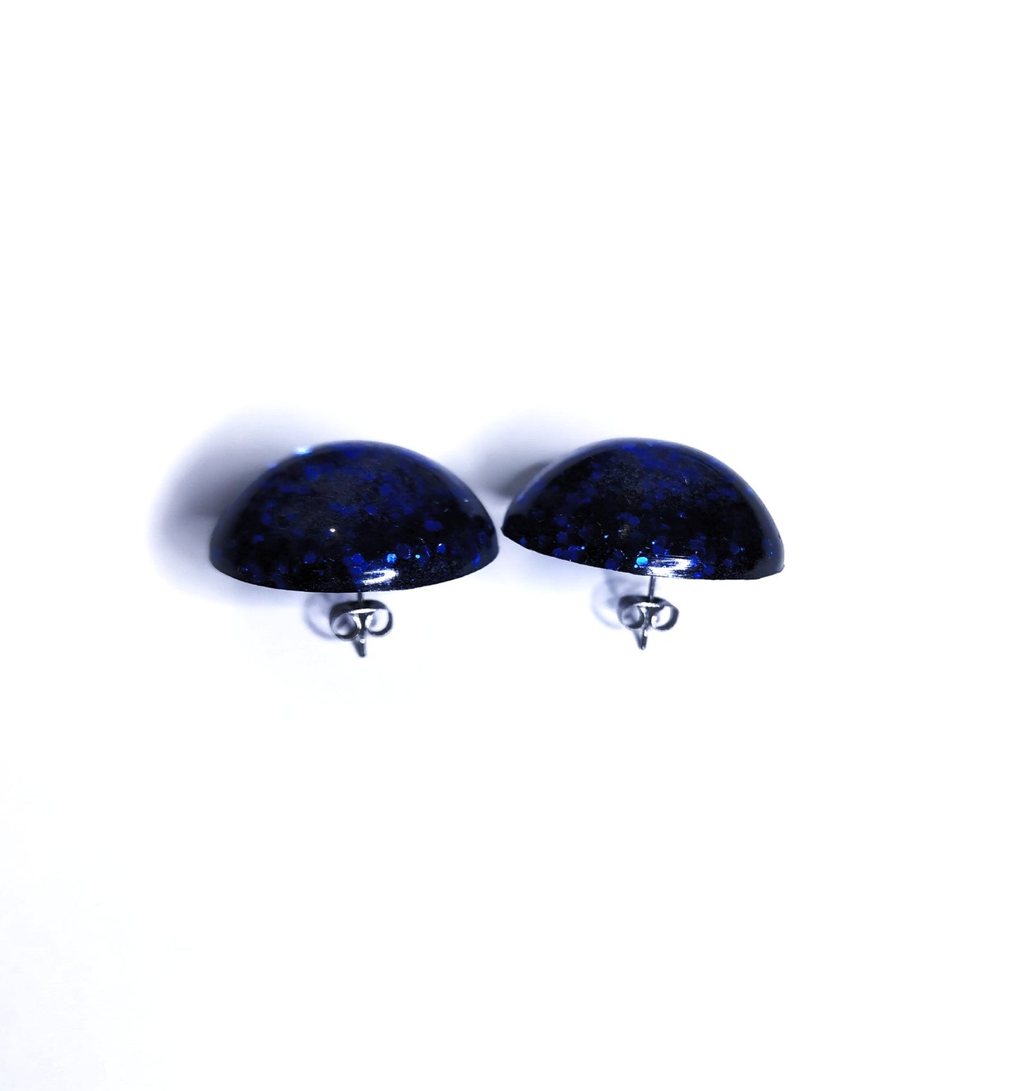 Chic Navy Blue and Black  Glitter Earrings