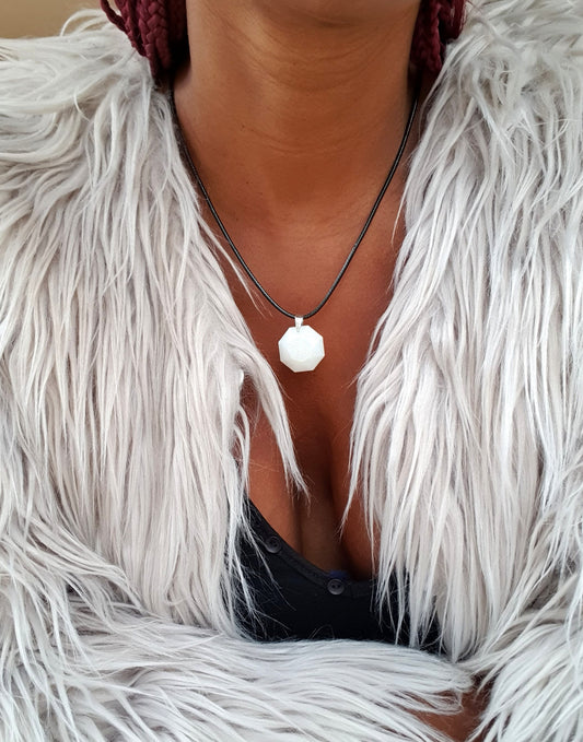 White Adjustable Octa necklace